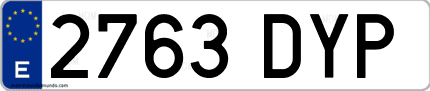 Ejemplo de matrícula de coche ordinaria 2763 DYP