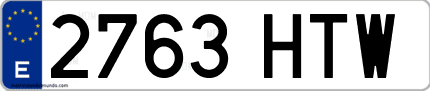 Ejemplo de matrícula de coche ordinaria 2763 HTW