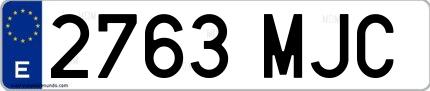 Ejemplo de matrícula española 2763 MJC