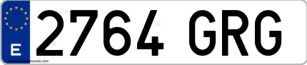 Ejemplo de matrícula de coche ordinaria 2764 GRG