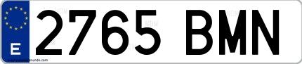 Ejemplo de matrícula española 2765 BMN