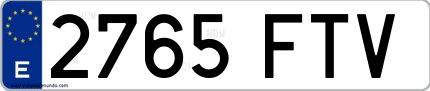 Ejemplo de matrícula española 2765 FTV