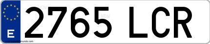 Ejemplo de matrícula española 2765 LCR