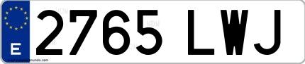 Ejemplo de matrícula española 2765 LWJ