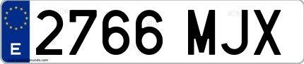 Ejemplo de matrícula española 2766 MJX