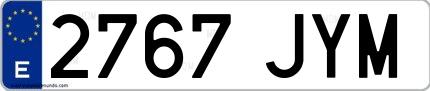 Ejemplo de matrícula española 2767 JYM