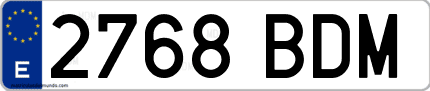 Ejemplo de matrícula de coche ordinaria 2768 BDM