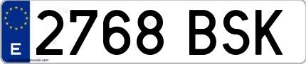 Ejemplo de matrícula de coche ordinaria 2768 BSK