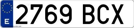 Ejemplo de matrícula española 2769 BCX