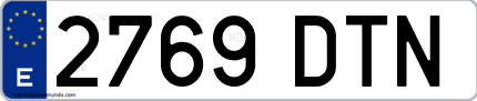 Ejemplo de matrícula de coche ordinaria 2769 DTN