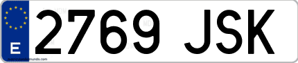 Ejemplo de matrícula de coche ordinaria 2769 JSK