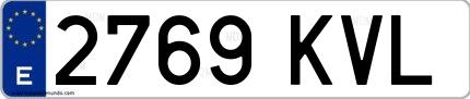 Ejemplo de matrícula española 2769 KVL