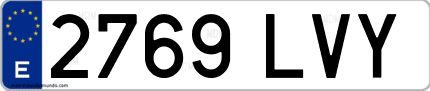 Ejemplo de matrícula de coche ordinaria 2769 LVY