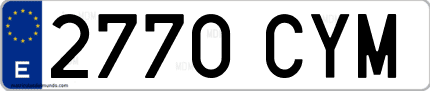 Ejemplo de matrícula de coche ordinaria 2770 CYM