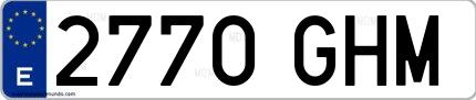 Ejemplo de matrícula española 2770 GHM