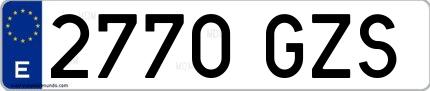 Ejemplo de matrícula española 2770 GZS