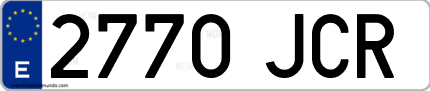 Ejemplo de matrícula de coche ordinaria 2770 JCR