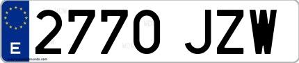 Ejemplo de matrícula española 2770 JZW