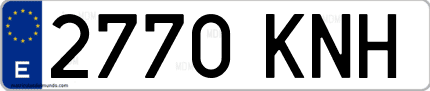 Ejemplo de matrícula de coche ordinaria 2770 KNH