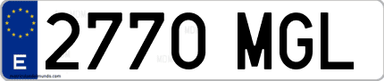 Ejemplo de matrícula de coche ordinaria 2770 MGL