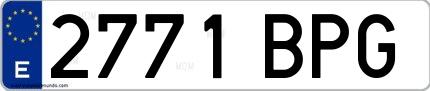 Ejemplo de matrícula española 2771 BPG