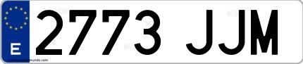 Ejemplo de matrícula de coche ordinaria 2773 JJM