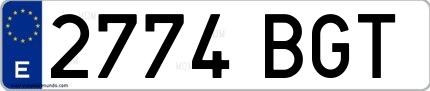 Ejemplo de matrícula española 2774 BGT