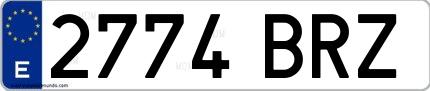Ejemplo de matrícula española 2774 BRZ
