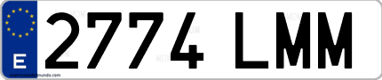 Ejemplo de matrícula de coche ordinaria 2774 LMM