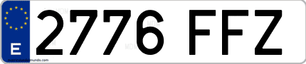Ejemplo de matrícula de coche ordinaria 2776 FFZ