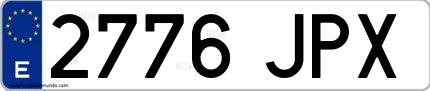 Ejemplo de matrícula española 2776 JPX