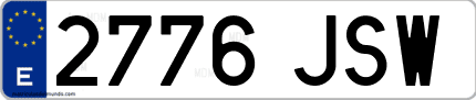 Ejemplo de matrícula de coche ordinaria 2776 JSW