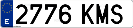 Ejemplo de matrícula de coche ordinaria 2776 KMS