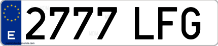 Ejemplo de matrícula de coche ordinaria 2777 LFG
