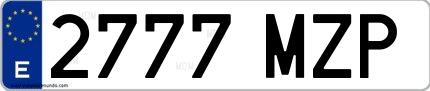 Ejemplo de matrícula española 2777 MZP