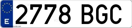 Ejemplo de matrícula española 2778 BGC