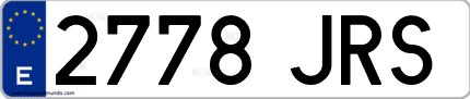 Ejemplo de matrícula de coche ordinaria 2778 JRS