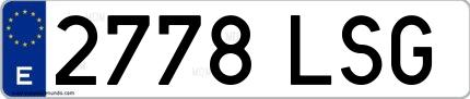 Ejemplo de matrícula española 2778 LSG