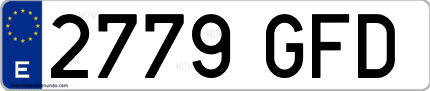 Ejemplo de matrícula de coche ordinaria 2779 GFD