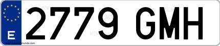 Ejemplo de matrícula española 2779 GMH