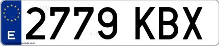 Ejemplo de matrícula española 2779 KBX