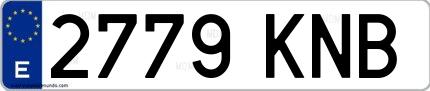 Ejemplo de matrícula española 2779 KNB