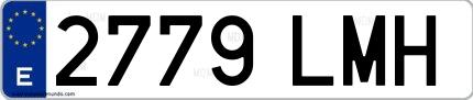 Ejemplo de matrícula española 2779 LMH