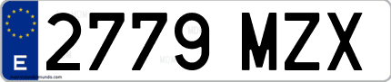 Ejemplo de matrícula de coche ordinaria 2779 MZX