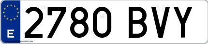Ejemplo de matrícula española 2780 BVY