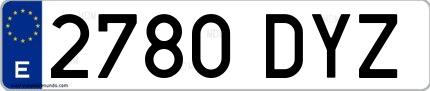 Ejemplo de matrícula española 2780 DYZ