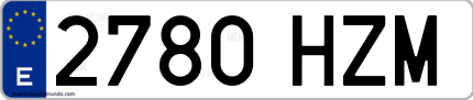 Ejemplo de matrícula de coche ordinaria 2780 HZM