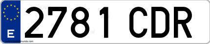 Ejemplo de matrícula de coche ordinaria 2781 CDR