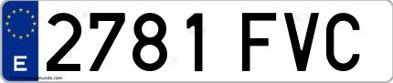 Ejemplo de matrícula española 2781 FVC