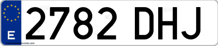 Ejemplo de matrícula de coche ordinaria 2782 DHJ